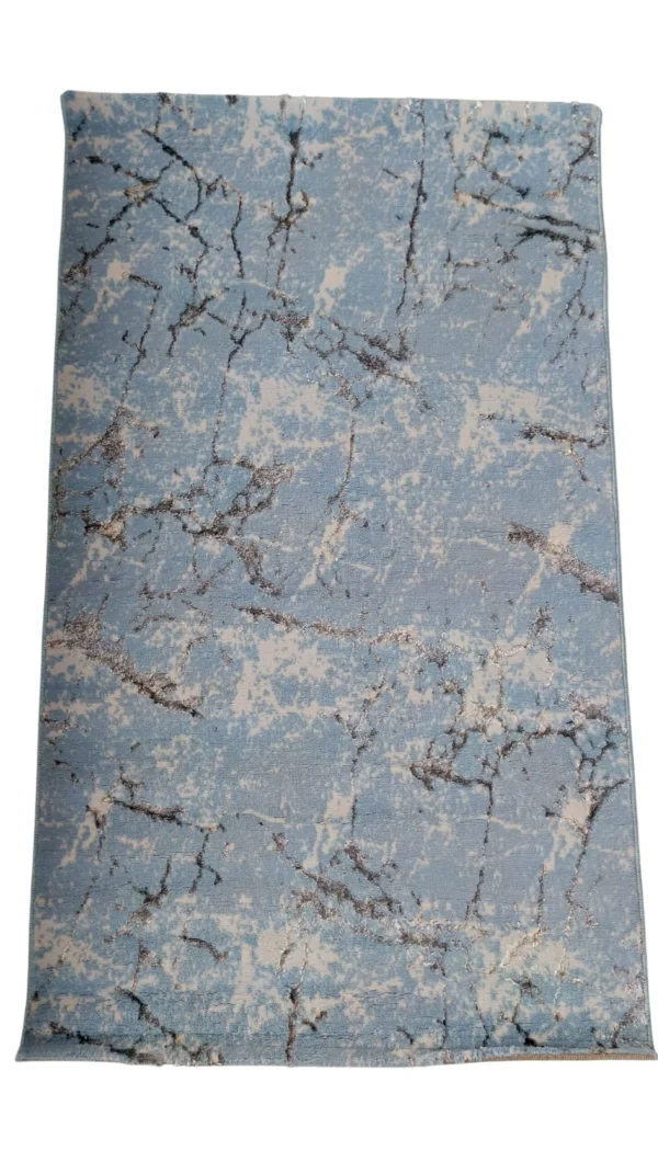3D Shiny Marble Carpet – Blue & Grey, Dual-View Luxury Floor Mat - Image 2