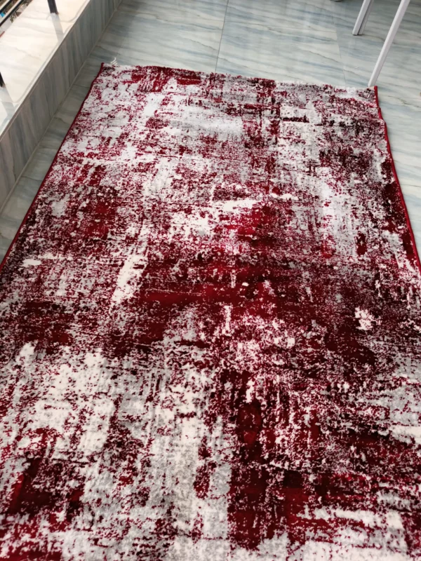 Luxury Red & White Rug – Abstract Elegance for Your Space - Image 2