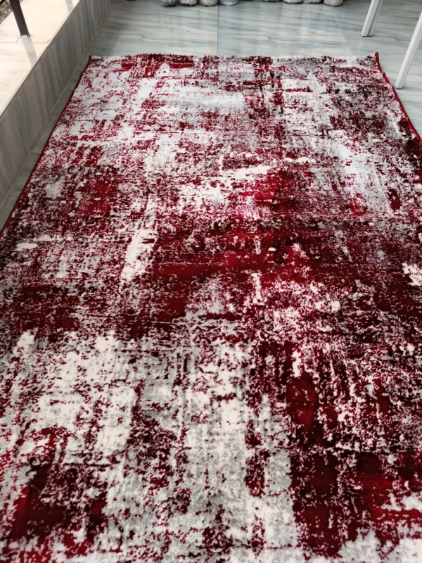 Luxury Red & White Rug – Abstract Elegance for Your Space - Image 3