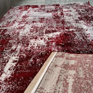 Luxury Red & White Rug – Abstract Elegance for Your Space