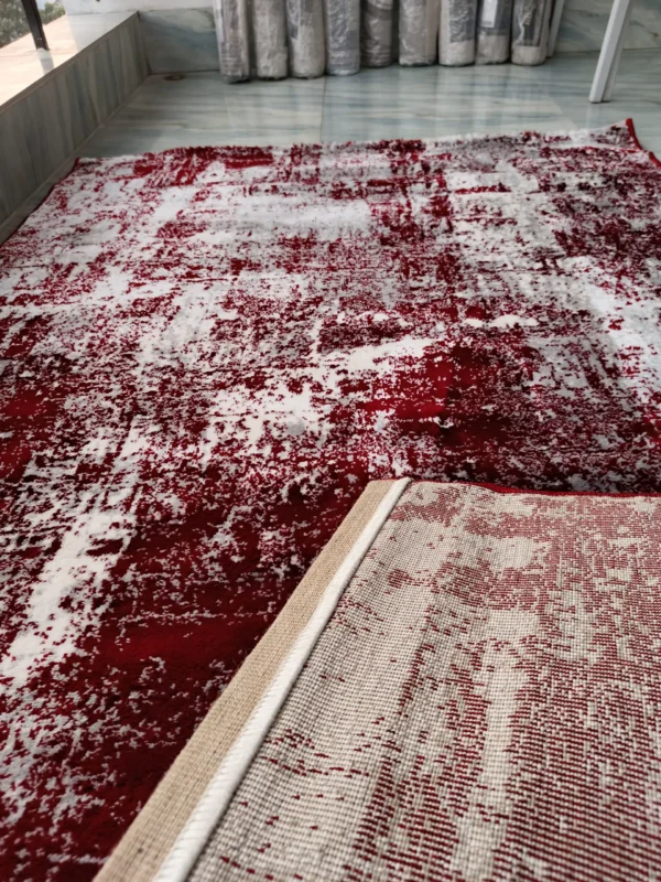 Luxury Red & White Rug – Abstract Elegance for Your Space