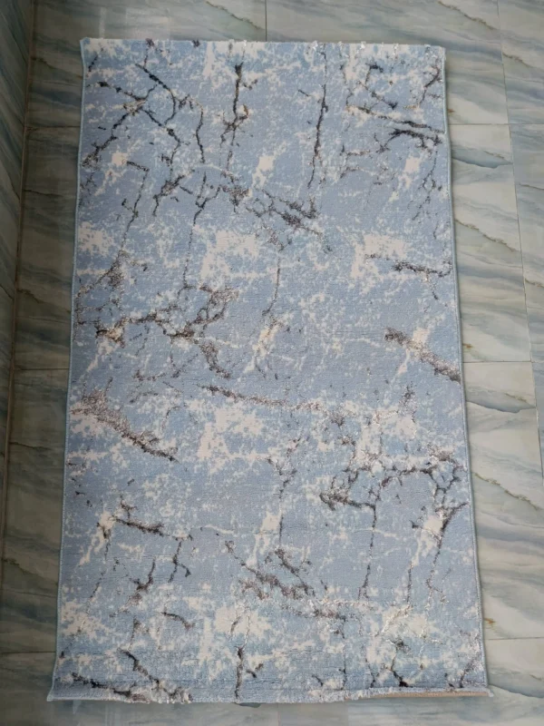 3D Shiny Marble Carpet – Blue & Grey, Dual-View Luxury Floor Mat - Image 3