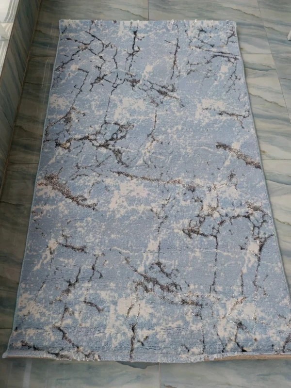 3D Shiny Marble Carpet – Blue & Grey, Dual-View Luxury Floor Mat - Image 4