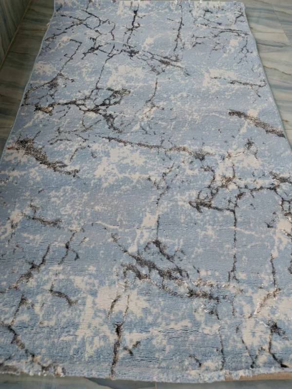 3D Shiny Marble Carpet – Blue & Grey, Dual-View Luxury Floor Mat - Image 5