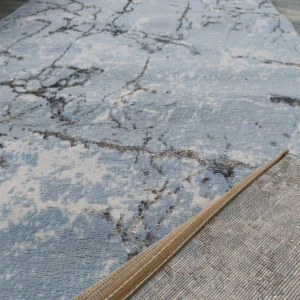 3D Shiny Marble Carpet – Blue & Grey, Dual-View Luxury Floor Mat