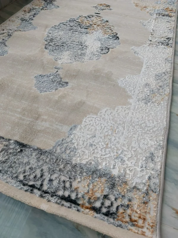 3D Shiny Vintage Carpet – Beige & Grey Medallion Design, Dual-View Luxury Rug - Image 7