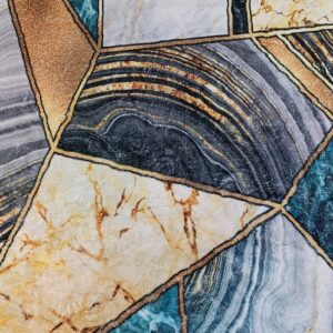 Marble Mosaic - Premium Rug in Teal and Gold