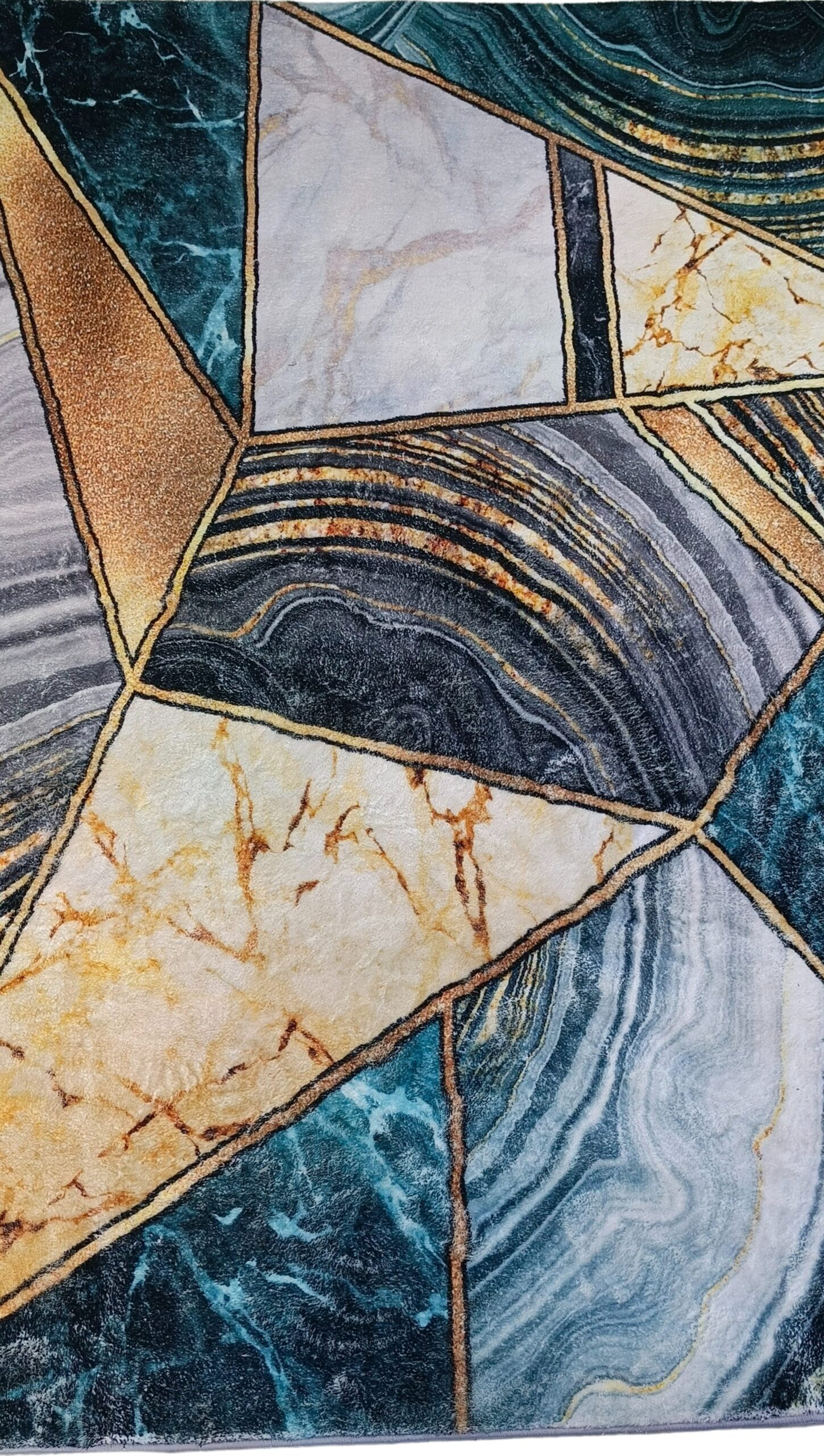 Marble Mosaic - Premium Rug in Teal and Gold
