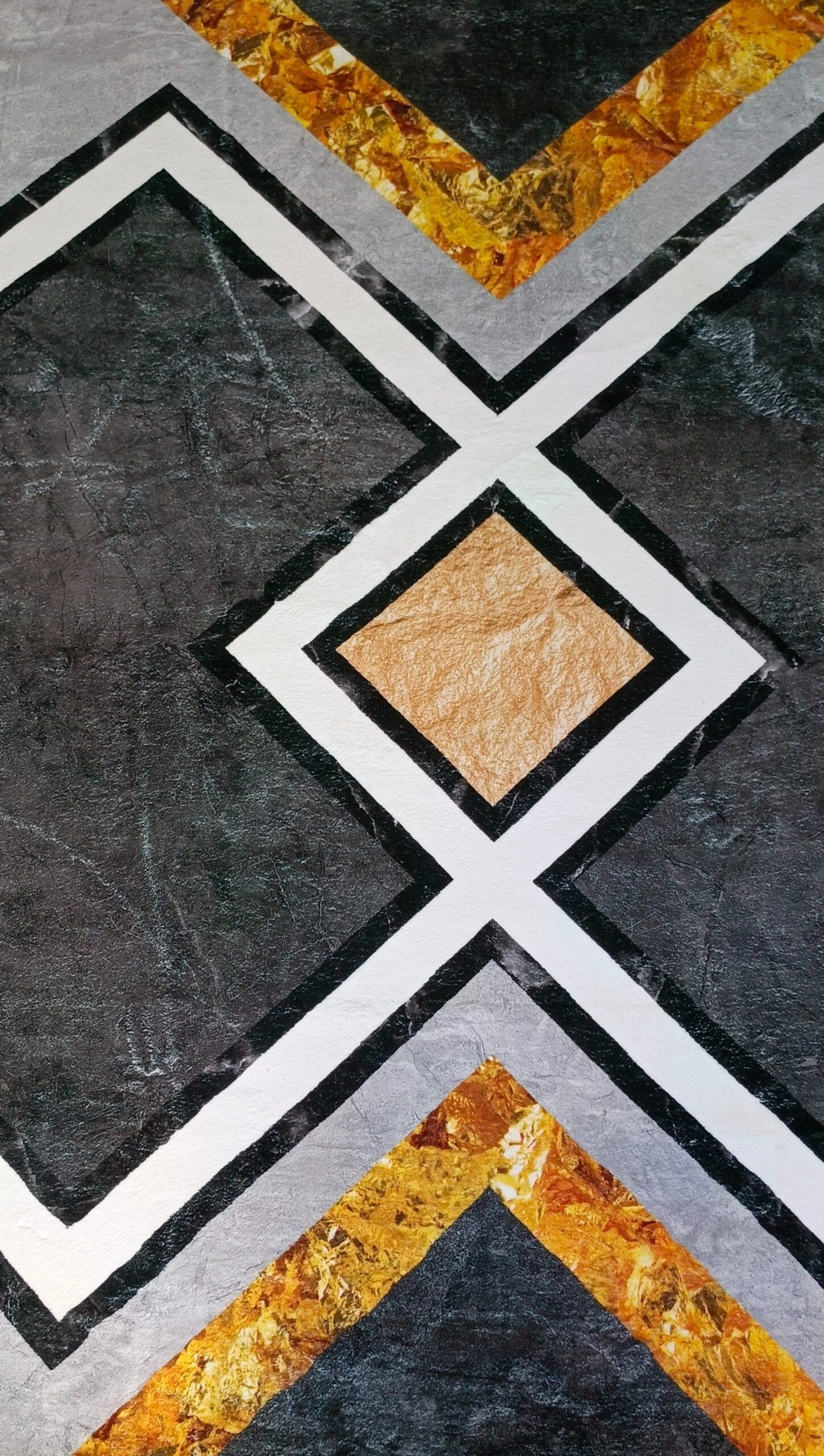 Golden Crossroads - Modern Geometric Rug