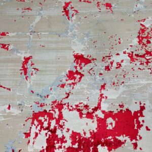 Crimson Glaze Duel-View Rug - Beige Canvas with Red & Silver Streaks