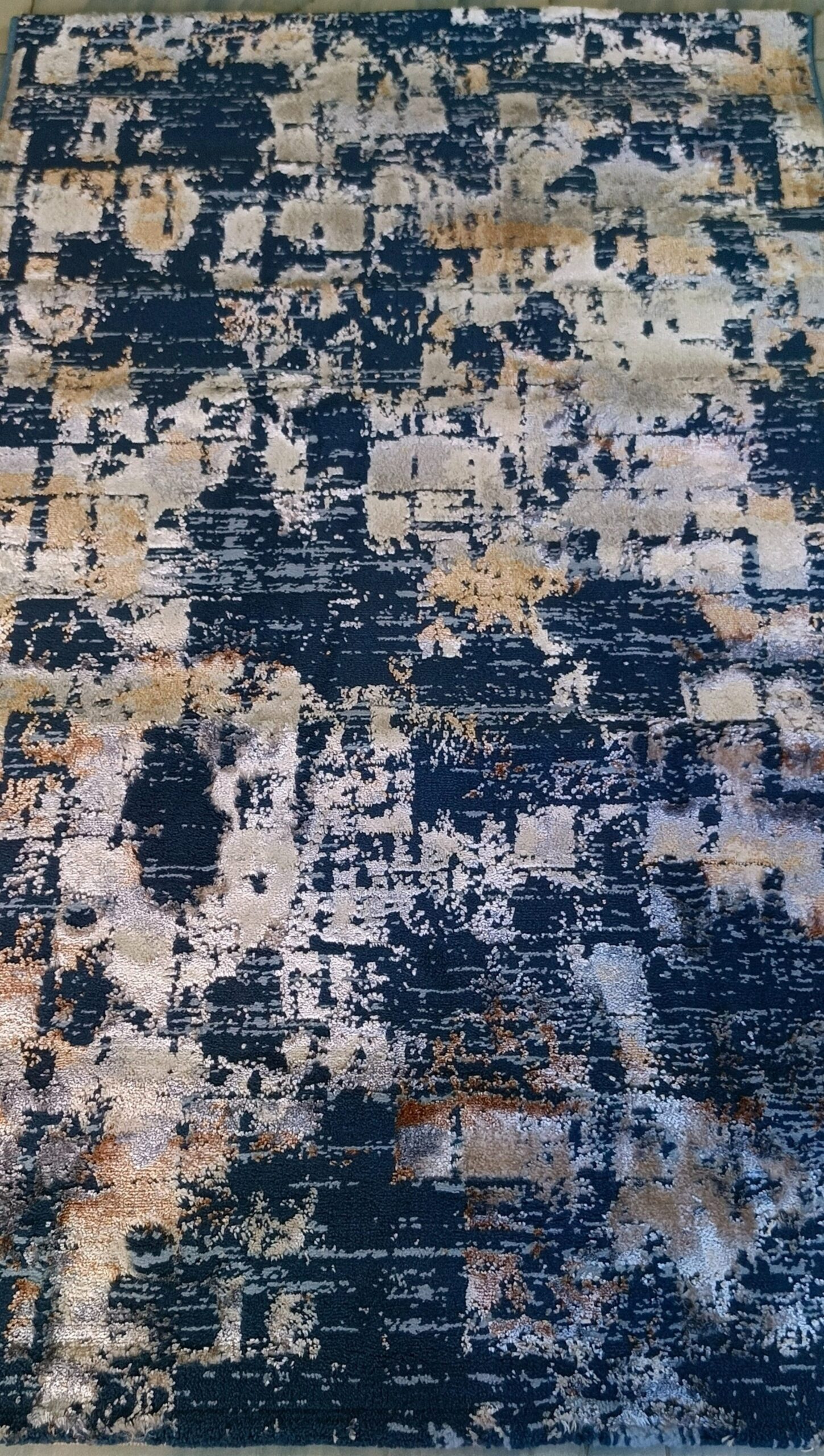 Midnight Gold Abstract Duel-View Rug - Navy Base with Subtle Golden Touches