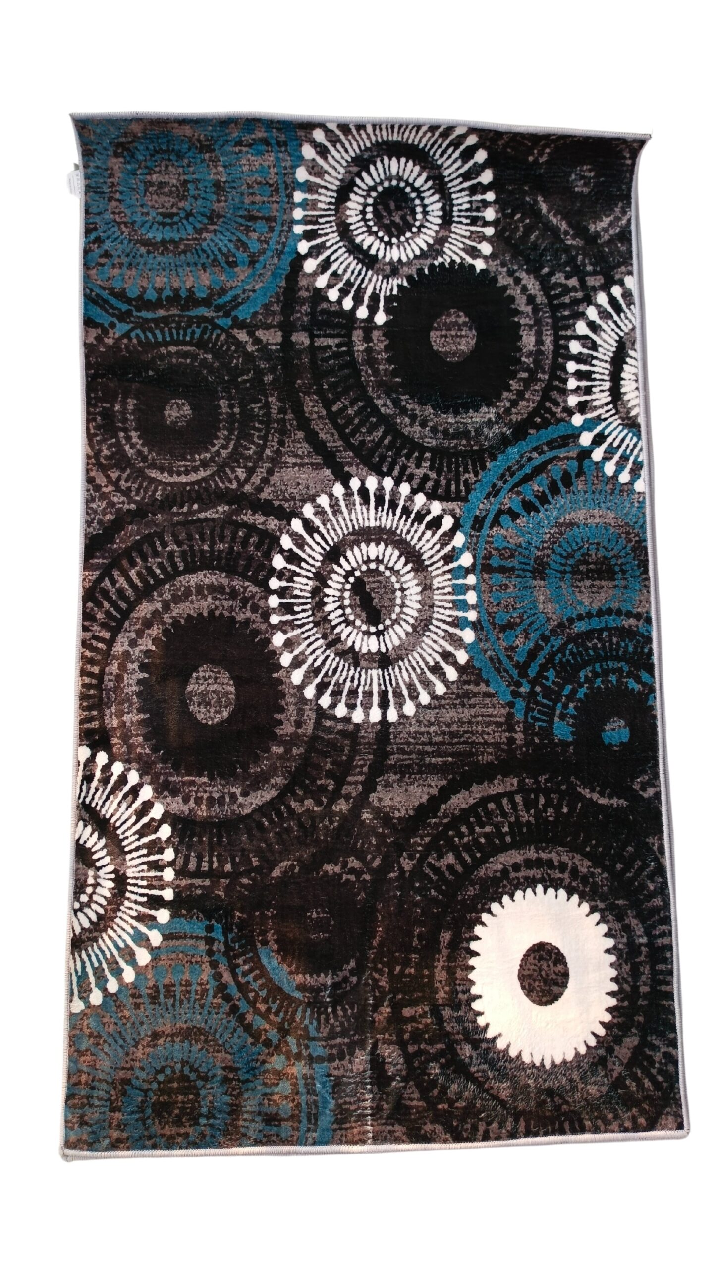 Stylish Black & Blue Circular Rug – Perfect for a Trendy Look