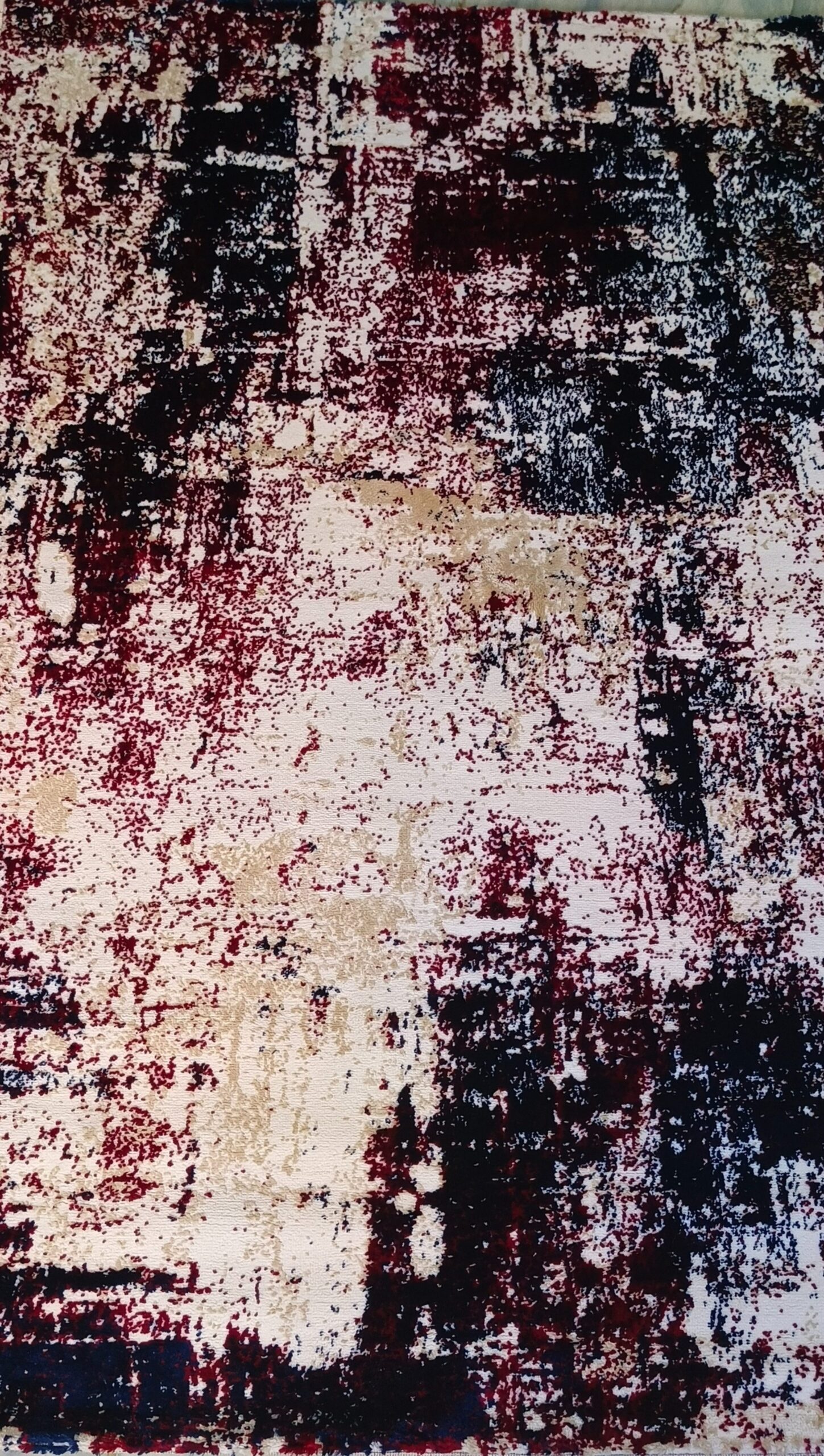 Geometric Maroon & Beige Art Rug - Modern Fusion with a Touch of Edge