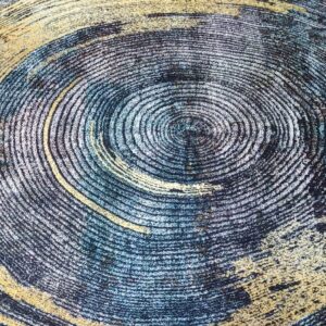 Galaxy Swirl - Abstract Rug in Blue and Mustard
