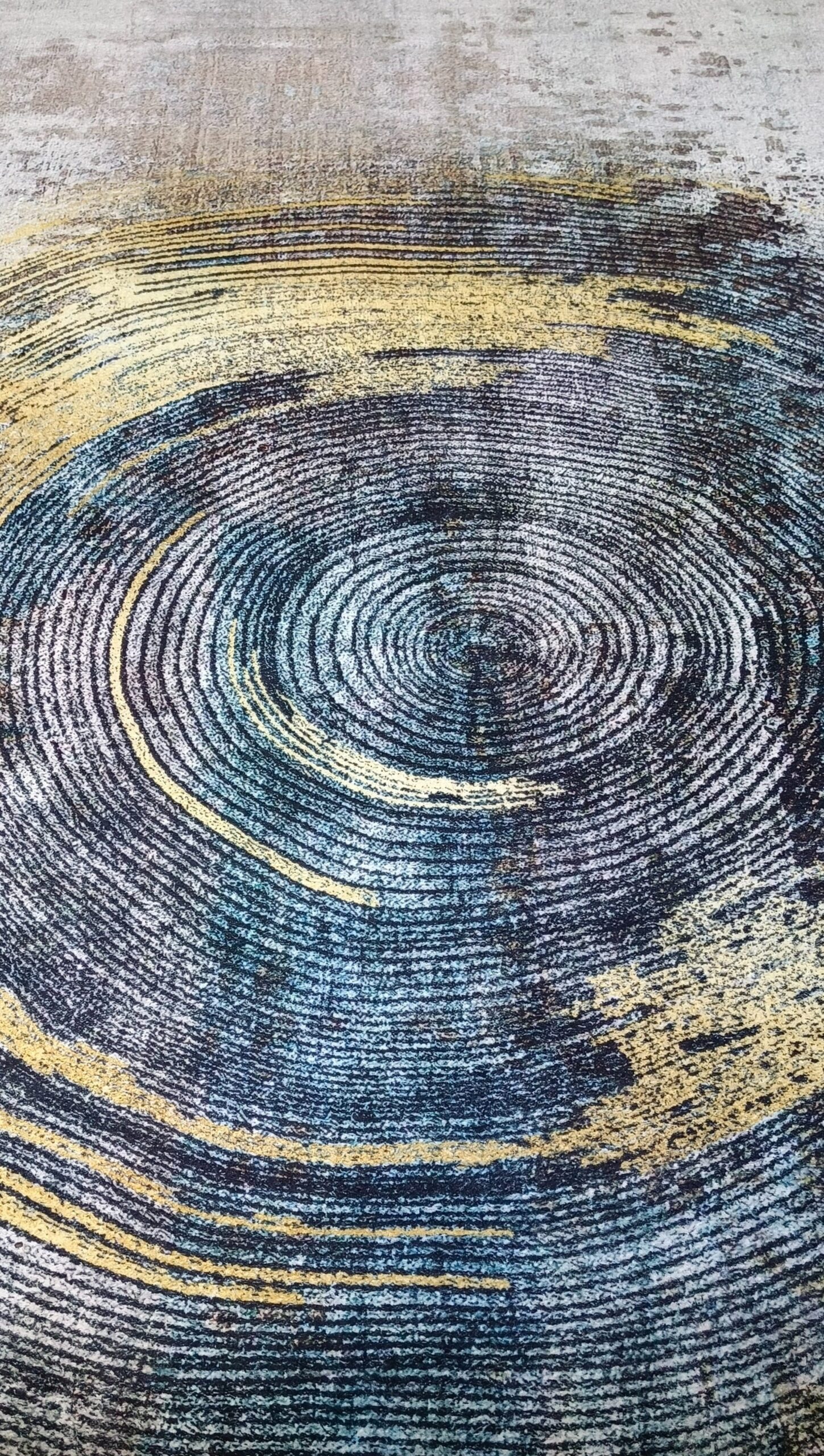 Galaxy Swirl - Abstract Rug in Blue and Mustard