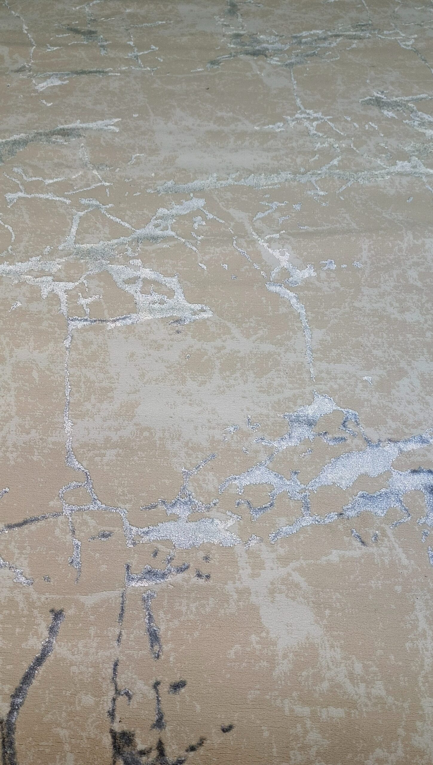 Silver Marble Trace - Abstract Beige Duel-View Rug with Metallic Veins