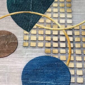 Modern Orbit - Circular Accent Rug in Grey and Blue