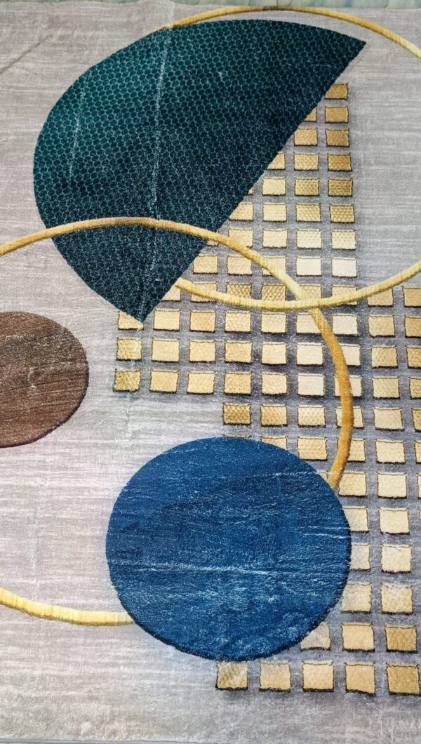 Modern Orbit - Circular Accent Rug in Grey and Blue
