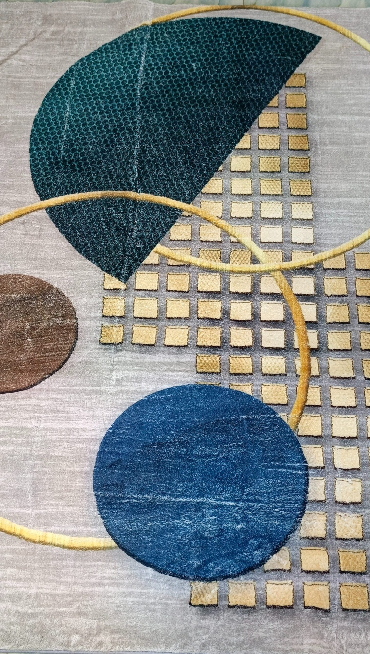 Modern Orbit - Circular Accent Rug in Grey and Blue