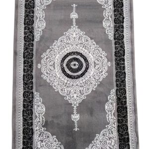 Topkapi Luxury Traditional Runner Rug – Grey & Black with Elegant Medallion Design