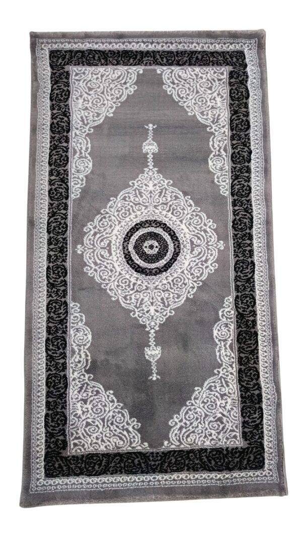 Topkapi Luxury Traditional Runner Rug – Grey & Black with Elegant Medallion Design