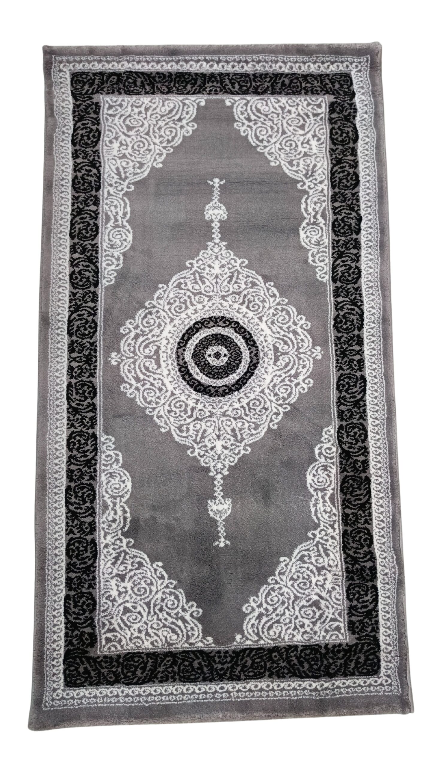 Topkapi Luxury Traditional Runner Rug – Grey & Black with Elegant Medallion Design