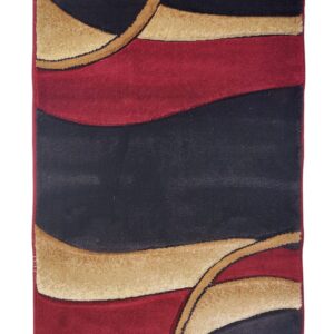 Adnan Golden Horn Modern Style Rug for Living Room, Elegant Bed Side Runner in Beige & Black Hues