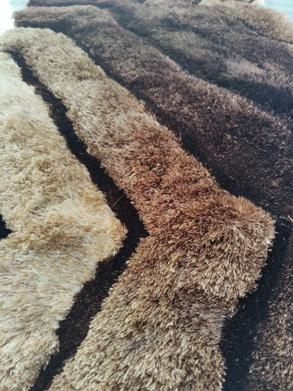 Premium Shaggy Modern Rug for Living Room, Elegant Bed Side Runner in Deep Brown - Image 6