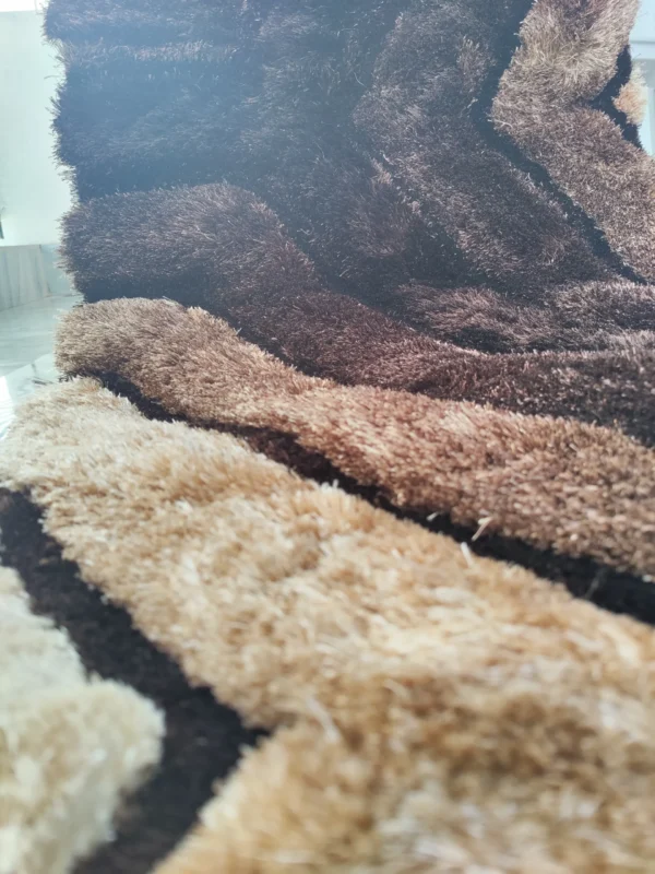 Premium Shaggy Modern Rug for Living Room, Elegant Bed Side Runner in Deep Brown - Image 9