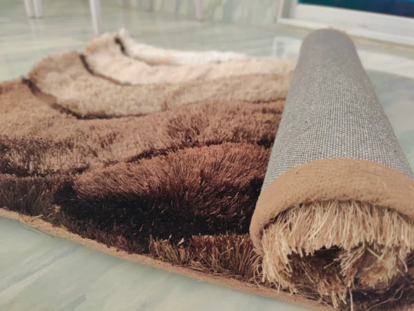 Premium Shaggy Modern Rug for Living Room, Elegant Bed Side Runner in Deep Brown - Image 8