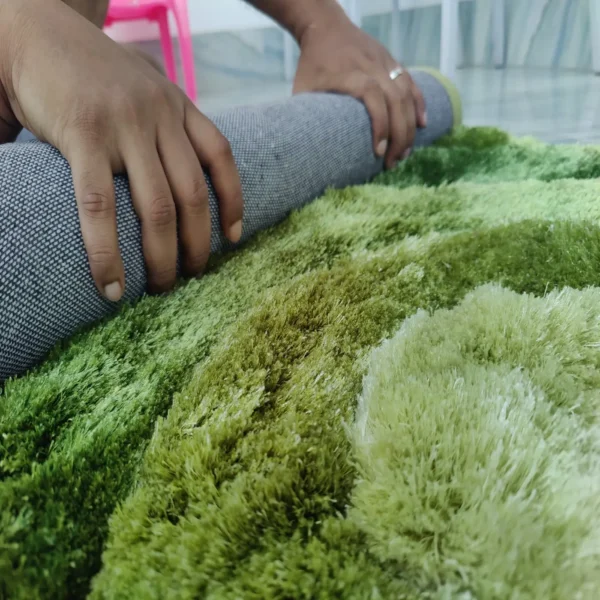 Premium Shaggy Modern Rug for Living Room, Elegant Bed Side Runner in Fresh Green - Image 3