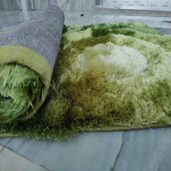 Premium Shaggy Modern Rug for Living Room, Elegant Bed Side Runner in Fresh Green - Image 4