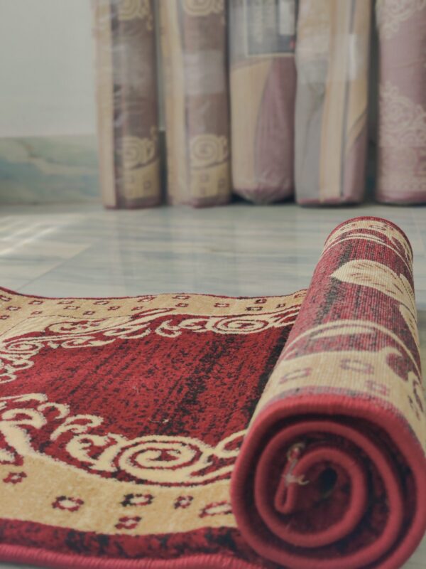 Adnan Persian Modern Rug for Living Room, Elegant Bed Side Runner in Beige & Dark Maroon Tone - Image 7