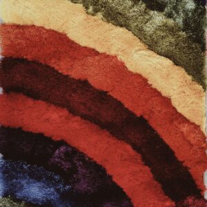 Premium Shaggy Modern Rug for Living Room, Elegant Bed Side Runner in Rainbow Hues