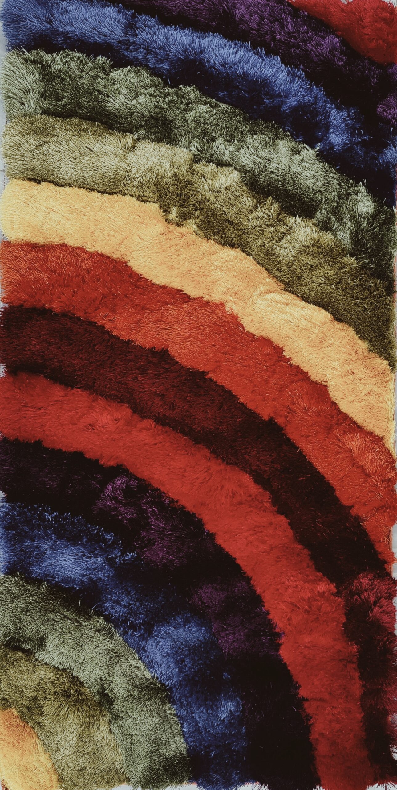 Premium Shaggy Modern Rug for Living Room, Elegant Bed Side Runner in Rainbow Hues