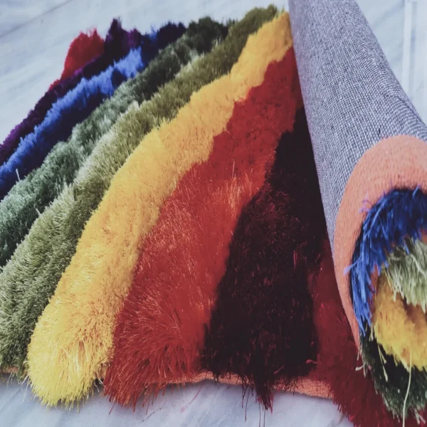 Premium Shaggy Modern Rug for Living Room, Elegant Bed Side Runner in Rainbow Hues - Image 4