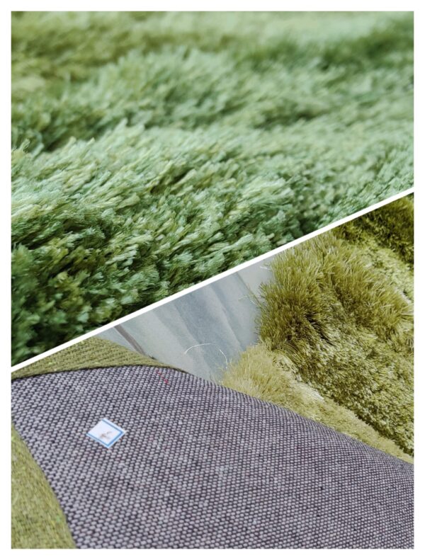 Premium Shaggy Modern Rug for Living Room, Elegant Bed Side Runner in Elegant Green - Image 2