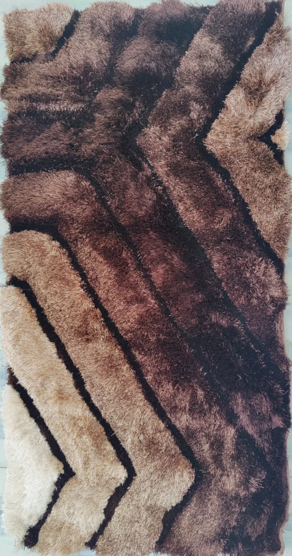 Premium Shaggy Modern Rug for Living Room, Elegant Bed Side Runner in Deep Brown - Image 5