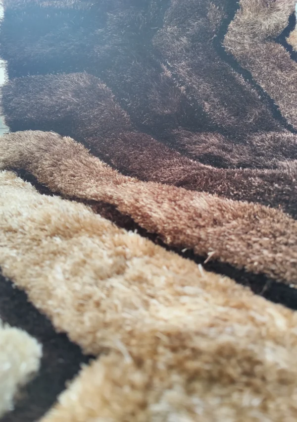 Premium Shaggy Modern Rug for Living Room, Elegant Bed Side Runner in Deep Brown - Image 2