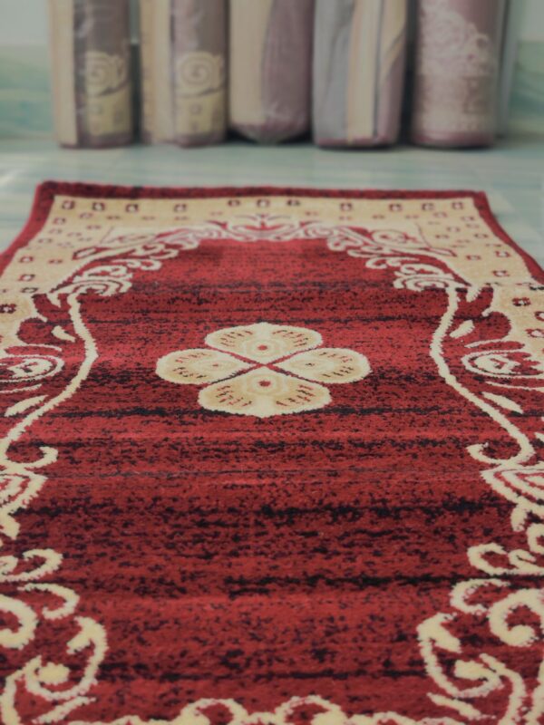 Adnan Persian Modern Rug for Living Room, Elegant Bed Side Runner in Beige & Dark Maroon Tone - Image 2