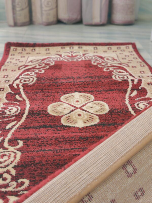 Adnan Persian Modern Rug for Living Room, Elegant Bed Side Runner in Beige & Dark Maroon Tone - Image 5