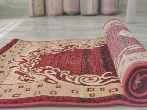 Adnan Persian Modern Rug for Living Room, Elegant Bed Side Runner in Beige & Dark Maroon Tone - Image 4