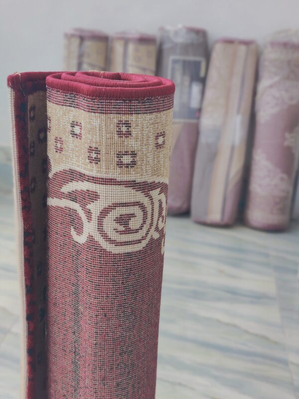 Adnan Persian Modern Rug for Living Room, Elegant Bed Side Runner in Beige & Dark Maroon Tone - Image 6