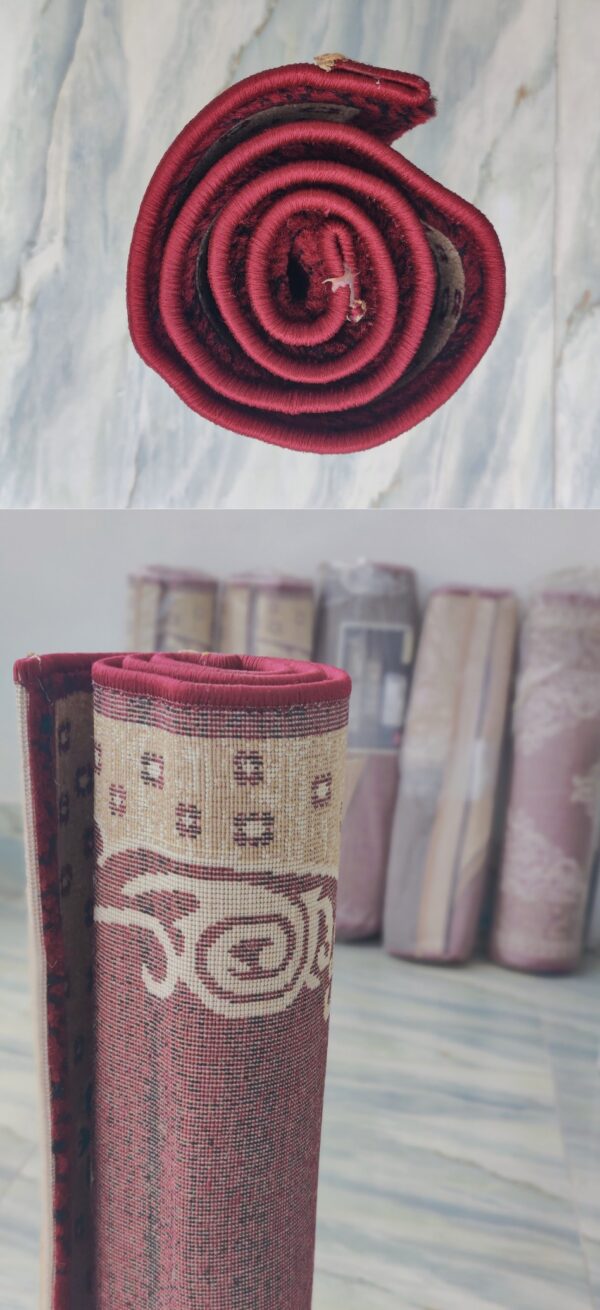 Adnan Persian Modern Rug for Living Room, Elegant Bed Side Runner in Beige & Dark Maroon Tone - Image 8