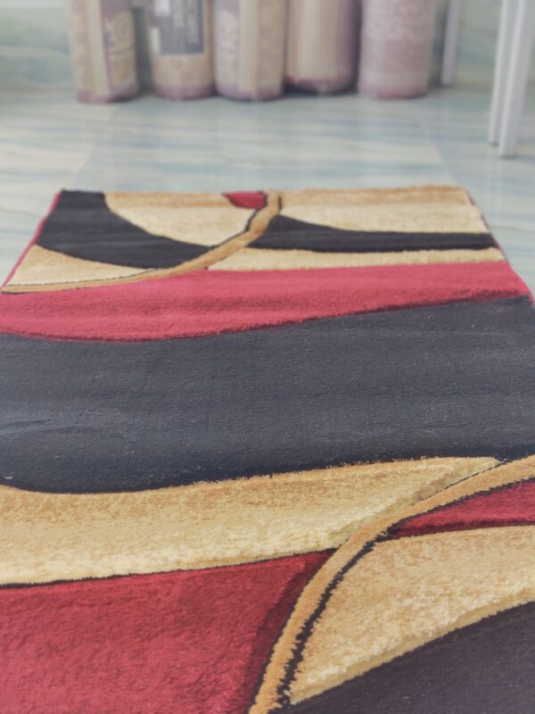 Adnan Golden Horn Modern Style Rug for Living Room, Elegant Bed Side Runner in Beige & Black Hues - Image 2