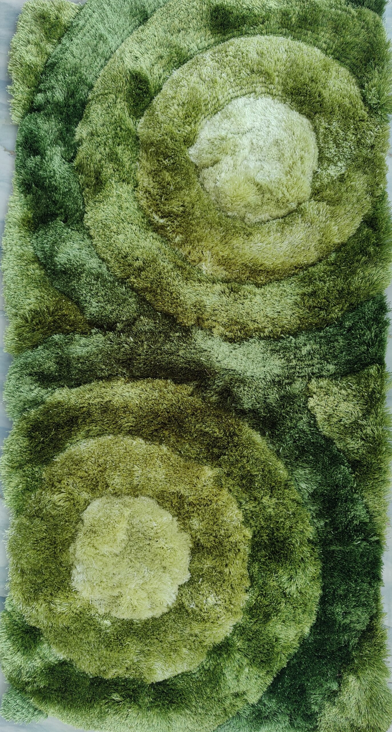 Premium Shaggy Modern Rug for Living Room, Elegant Bed Side Runner in Fresh Green
