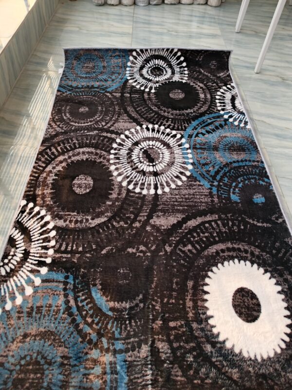 Stylish Black & Blue Circular Rug – Perfect for a Trendy Look - Image 3