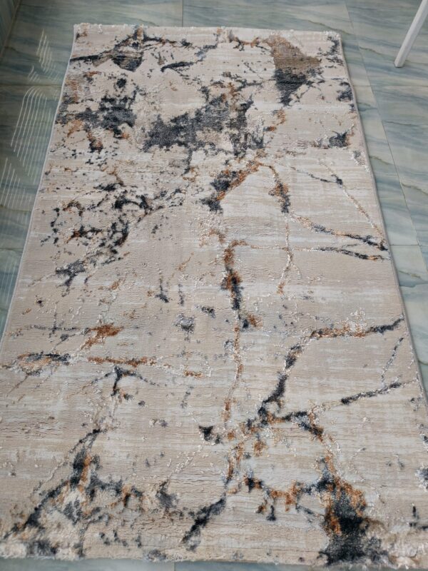 3D Shiny Marble Carpet – Beige, Grey & Gold, Dual-View Luxury Floor Mat - Image 4
