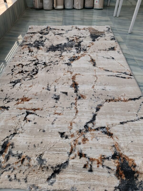 3D Shiny Marble Carpet – Beige, Grey & Gold, Dual-View Luxury Floor Mat - Image 2