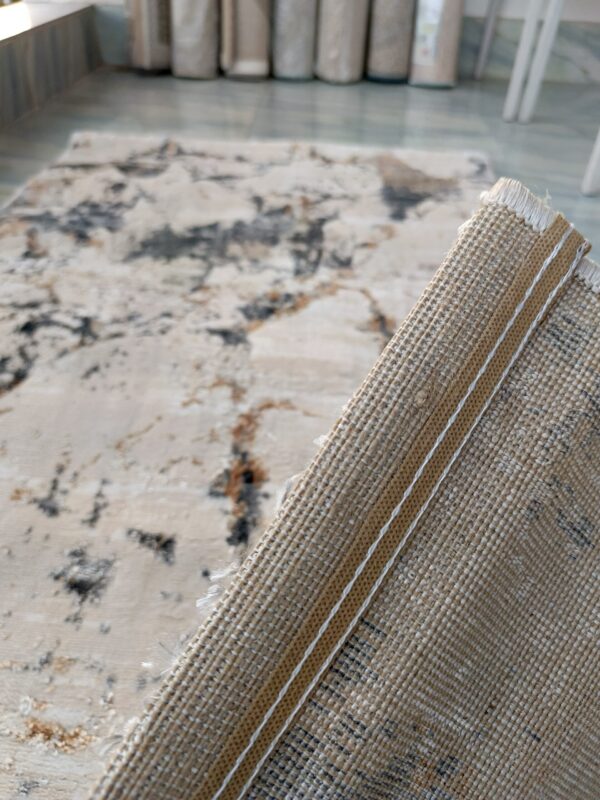 3D Shiny Marble Carpet – Beige, Grey & Gold, Dual-View Luxury Floor Mat - Image 3